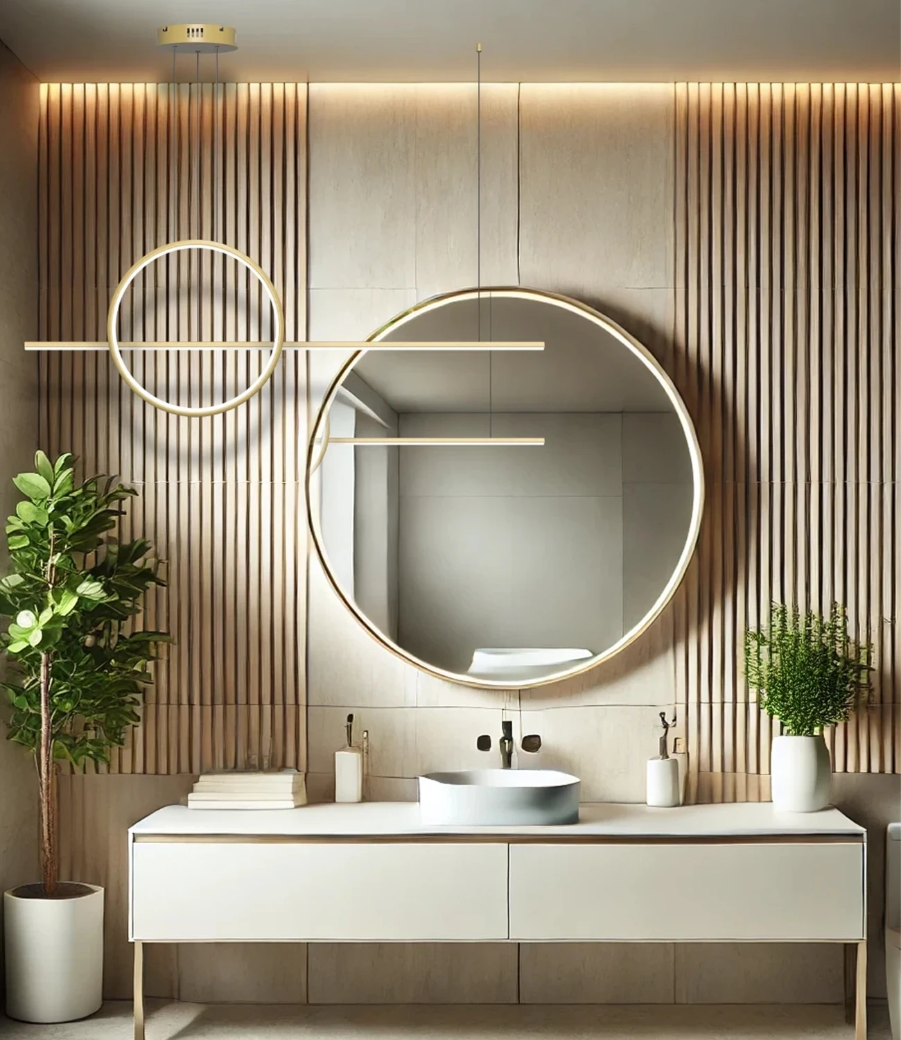 Goldene LED Lampe Geometrik – modernes Design fürs Badezimmer. Jetzt entdecken