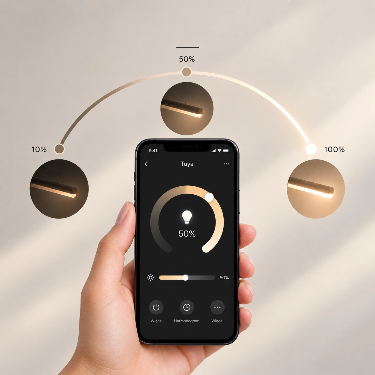 Steuerung der LED-Pendelleuchte Moon No.3 40 cm 3000K mit Tuya Smart Life App