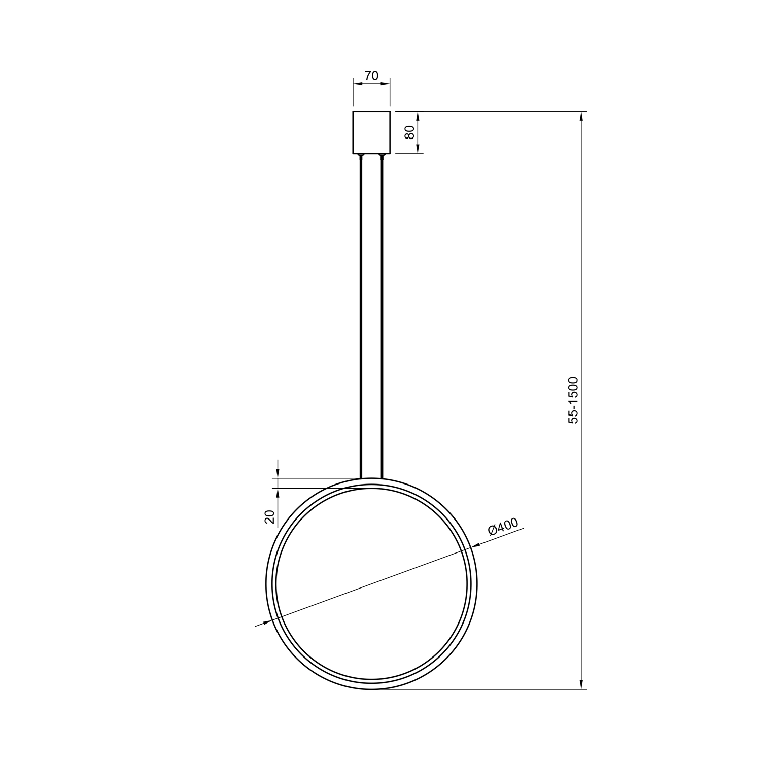 Technische Zeichnung der Led Moon No.1 40 cm