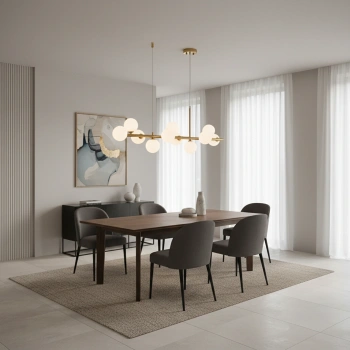 Moderne Pendelleuchte Lunaris 11 gold milchige Schirme