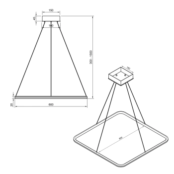 Lampa wisząca Led Orbit No.1 60 cm 4k czarna baza