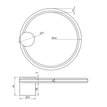 Kinkiet  Led Moon  30 cm 4k czarny baza