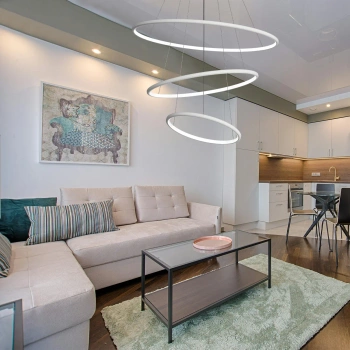 Moderne LED-Pendelleuchte Orbit No.3 80 cm Weiß 3000K mit Tuya LEDesign