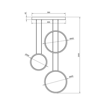 Lampa wisząca Led Moon No.6  4k czarna baza