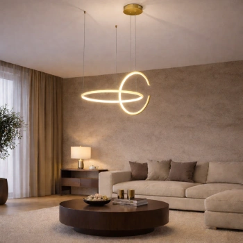 Moderne Led-Pendelleuchte Celestial No.2 gold mit Tuya App 3000K LEDesign