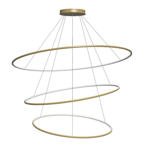 Moderne LED-Pendelleuchte Orbit No.3 Gold 150 cm 3000K mit Fernbedienung LEDesign
