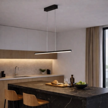 Moderne LED-Pendelleuchte Line 80 cm Schwarz 3000K mit Fernbedienung LEDesign