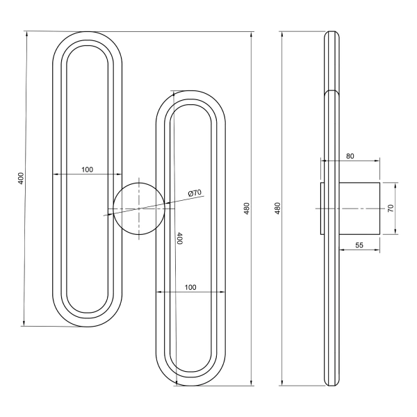Moderne LED-Wandleuchte Led Ellipse No.2 Gold 3000K LEDesign