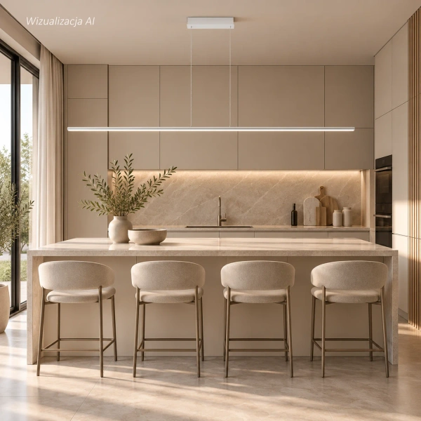 Moderne LED-Pendelleuchte Led Line 180 cm Weiß mit Fernbedienung 4000K LEDesign