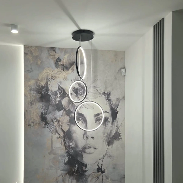 Moderne Led Moon Pendelleuchte No.3 B schwarze 4000K mit Tuya App LEDesign