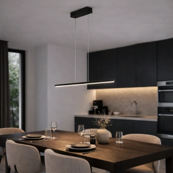 Moderne LED-Pendelleuchte Line 80 cm Schwarz 4000K mit Fernbedienung LEDesign