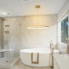 Moderne LED-Pendelleuchte Orbit No.1 80 cm Gold 3000K dimmbar LEDesign