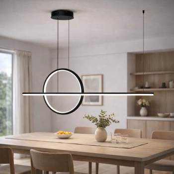 Moderne LED-Pendelleuchte Geometrik  2 40 cm Schwarz 4000K mit Fernbedienung LEDesign