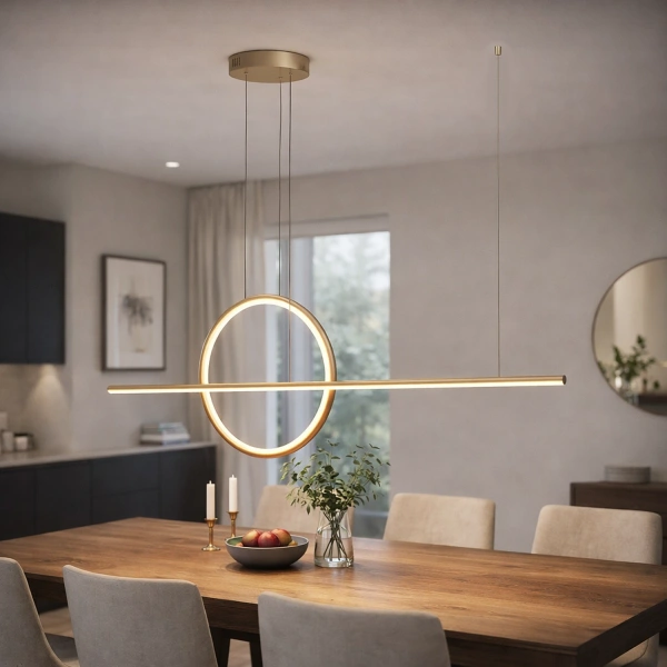 Moderne LED-Pendelleuchte Geometrik  2 40 cm Gold 3000K mit Fernbedienung LEDesign