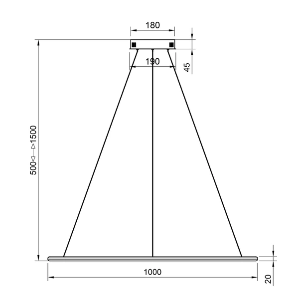 Moderne LED-Hängeleuchte Orbit No.1 100 cm Schwarz 4000K LEDesign