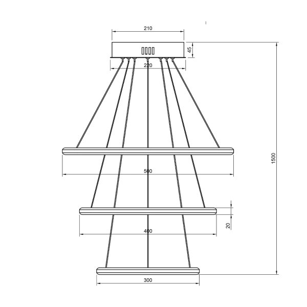 Moderne LED-Pendelleuchte Orbit No.3 50 cm Schwarz 4000K LEDesign