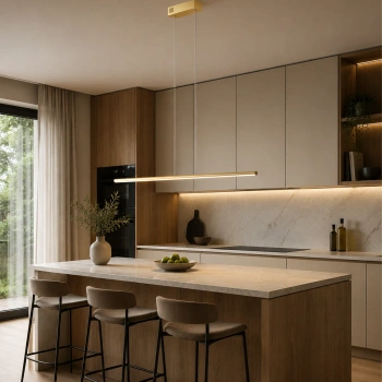 Moderne LED-Pendelleuchte LINE 120 cm Gold 3000K dimmbar LEDesign