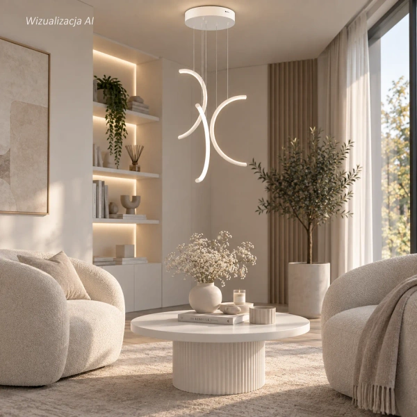 Moderne Pendelleuchte Led Moon No.3 40 cm Weiß 3000K mit Tuya App LEDesign