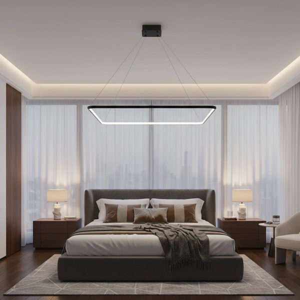 Pendelleuchte Led Quadrum No.1 120 cm Schwarz 4000K mit Fernbedienung LEDesign