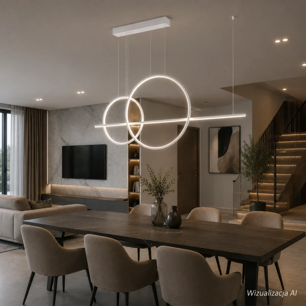 Moderne LED-Pendelleuchte Geometrik No.4 60/40 cm Weiß 3000K LEDesign