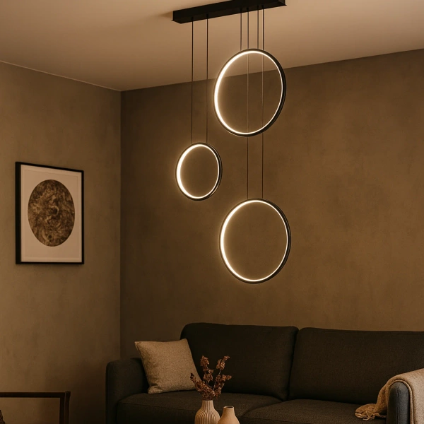Moderne LED-Pendelleuchte Moon No.3 Schwarz 4000K mit Tuya App LEDesign