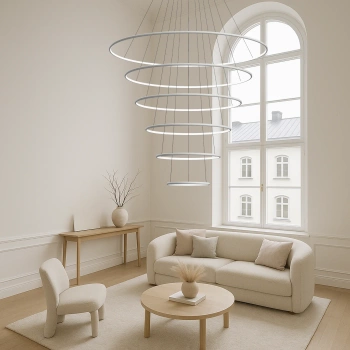 Moderne LED-Pendelleuchte Led Orbit No.6 150 cm Weiß 4000K mit Tuya LEDesign