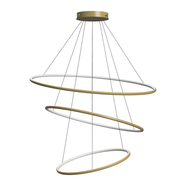 Moderne LED-Pendelleuchte Orbit No.3 100 cm Gold 3000K mit Fernbedienung LEDesign