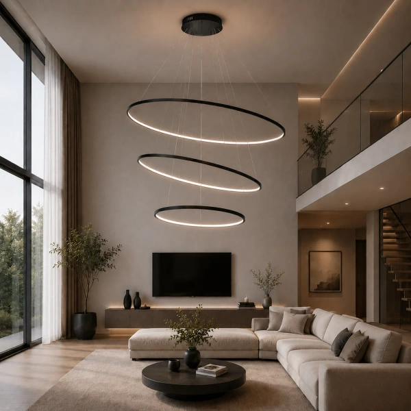 Moderne LED-Pendelleuchte Orbit No.3 150 cm Schwarz 4000K LEDesign