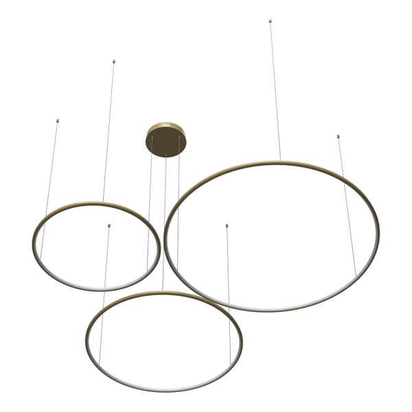 Moderne LED-Pendelleuchte Orbit S No.3 100 cm Gold 3000K mit Fernbedienung LEDesign
