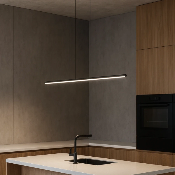 Moderne LED-Pendelleuchte LINE 100 cm Schwarz 4000K dimmbar LEDesign