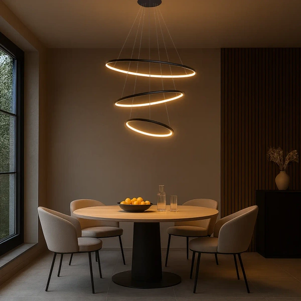 Moderne LED-Pendelleuchte Orbit No.3 80 cm Schwarz 3000K dimmbar LEDesign