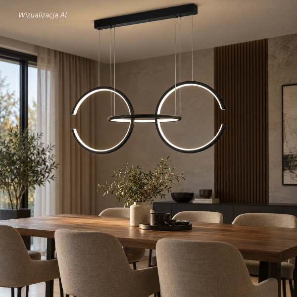 Moderne LED Pendelleuchte Celestial No 3 schwarz mit Tuya App 4000K LEDesign