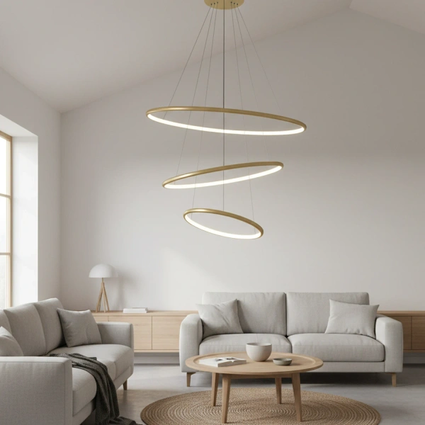 Moderne LED-Pendelleuchte Orbit No.3 80 cm Gold 4000K mit Tuya LEDesign