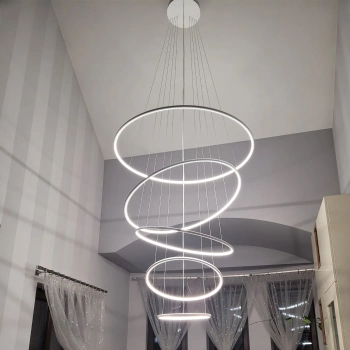 Moderne LED-Pendelleuchte Orbit No.5 120 cm Weiß 3000K mit Tuya LEDesign