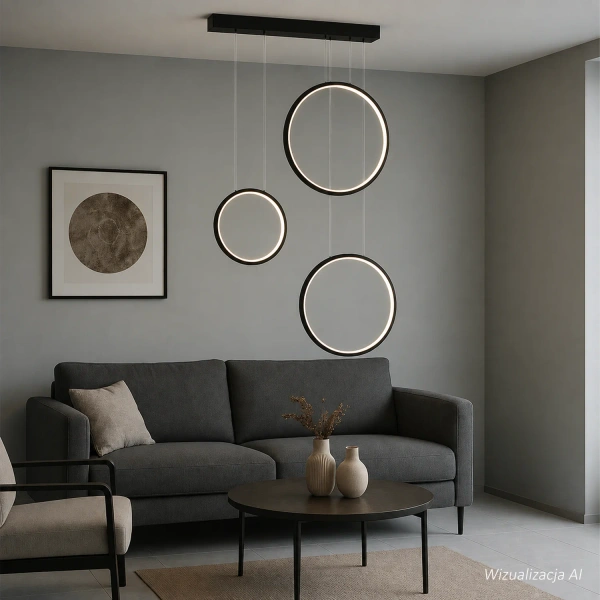 Moderne LED-Pendelleuchte Moon No.3 Schwarz 4000K mit Fernbedienung LEDesign