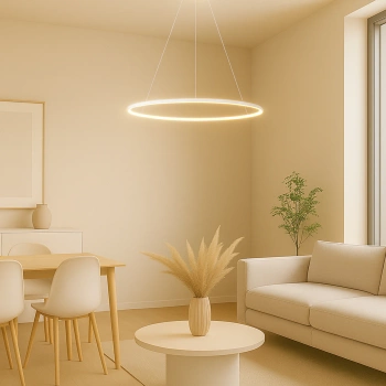 Moderne LED-Pendelleuchte Orbit No.1 80 cm Weiß 3000K mit Fernbedienung LEDesign