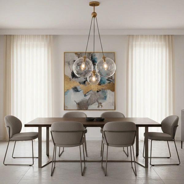 Elegante Glaskugel-Pendelleuchte Golden Sphere