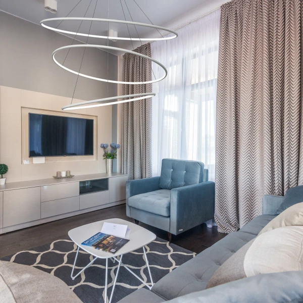 Moderne LED-Pendelleuchte Orbit No.3 Weiß 120 cm 3000K mit Fernbedienung LEDesign