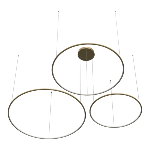 Moderne LED-Pendelleuchte Orbit S No.3 120 cm Gold 3000K dimmbar LEDesign
