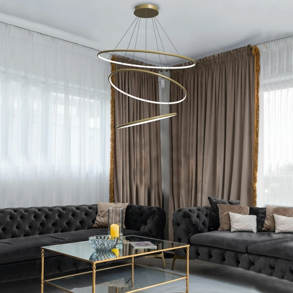 Moderne LED-Pendelleuchte Orbit No.3 100 cm Gold 4000K LEDesign