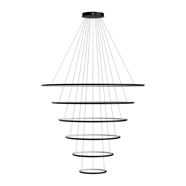 Moderne LED-Pendelleuchte Orbit No.6 150 cm Schwarz 3000K mit Tuya LEDesign