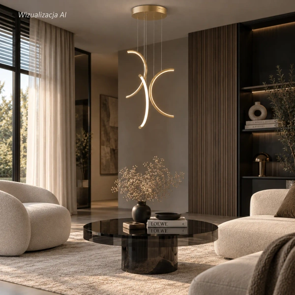 Moderne LED-Pendelleuchte Moon No.3 40 cm Gold mit Fernbedienung 3000K–6000K LEDesign