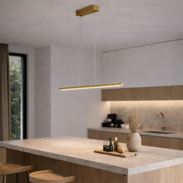 Moderne LED-Pendelleuchte LINE 80 cm Gold 3000K dimmbar LEDesign