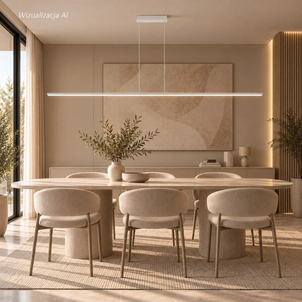 Moderne LED-Pendelleuchte Led Line 180 cm Weiß mit Fernbedienung 3000K LEDesign