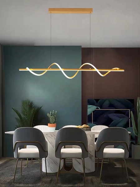 Moderne goldene LED-Pendelleuchte Golden Wave 100 cm