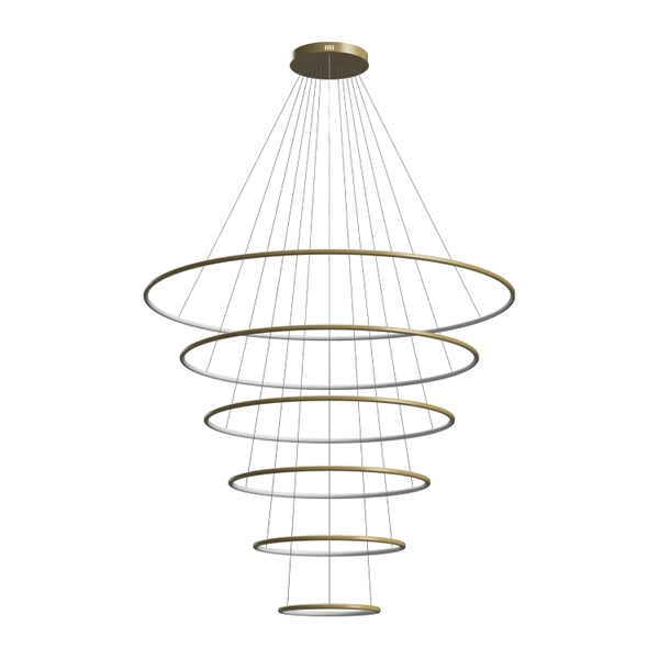 Moderne LED-Pendelleuchte Led Orbit No.6 150 cm Gold 3000K mit Fernbedienung LEDesign