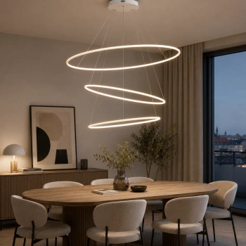 Moderne LED-Pendelleuchte Orbit No.3 120 cm Weiß 3000K mit Tuya LEDesign