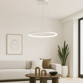 Moderne LED-Pendelleuchte Orbit No.1 60 cm Weiß 3000K mit Fernbedienung LEDesign