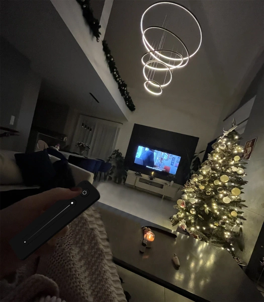 Moderne LED-Pendelleuchte Orbit No.5 120 cm Gold 4000K mit Fernbedienung LEDesign