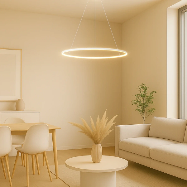 Moderne LED-Hängeleuchte Orbit No.1 80 cm Weiß 3000K mit Fernbedienung LEDesign